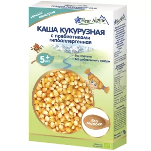 Hypoallergenic Dairy-Free Corn Porridge with Prebiotics from 5 Months GLUTEN-FREE, SUGAR-FREE, Fleur Alpine, 175g/ 6.17oz