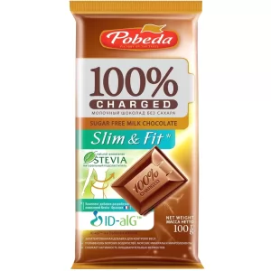 Slim & Fit Milk Chocolate SUGAR FREE, Pobeda, 100g/ 3.53 oz