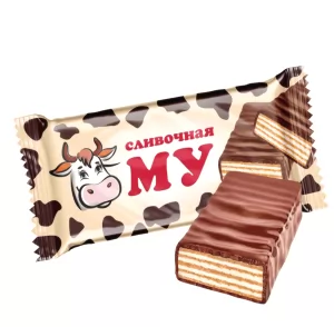 Waffle Chocolate Glazed Candy "Creamy Mu" Creamy Flavour, Nevsky Confectioner, 226g/ 0.5lb