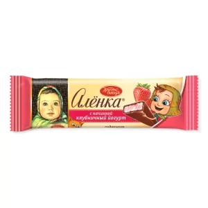 Chocolate Bar Alyonka Strawberry Yogurt Filling, Red October, 45 g/ 1.59 oz