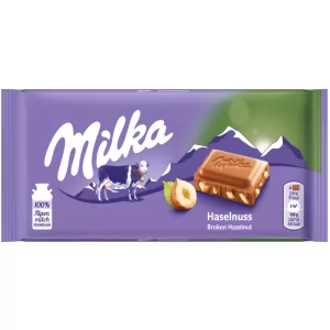 Milk Chocolate with Crushed Hazelnuts, Milka, 100 g/ 3.53oz