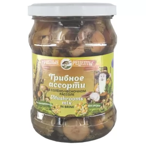 Mushrooms Mix in Salted Garlic Brine, Mushroom Recipes, 500g / 17.64oz