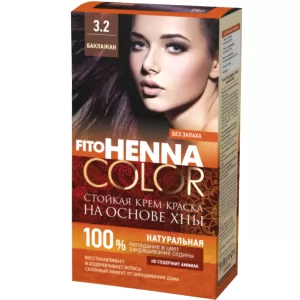 Cream Hair Dye Henna Color Tone 3.2 Eggplant, Fitocosmetic, 115 ml/ 3.89oz