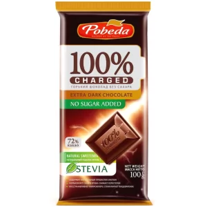 Bitter Chocolate 72% SUGAR-FREE, Pobeda, 100g/ 3.53 oz
