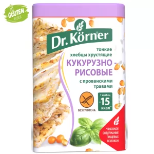 Crispy Corn-Rice Bread with Provencal Herbs, Dr. Korner, 100 g/ 0.22 lb