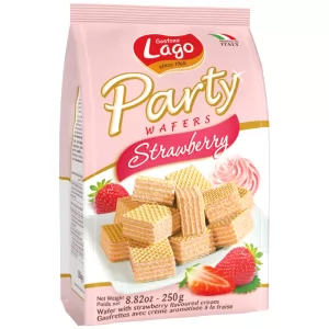 Waffles with Strawberry Filling, Party, Lago, 250g/ 0.55 lb