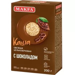 Whole-Grain SUGAR FREE Oatmeal Porridge with Chocolate 5 x 40g, MAKFA