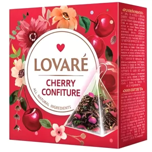 Black & Green Tea Blend with Rose Petals “Cherry Confiture”, Lovare, 15 Pyramids