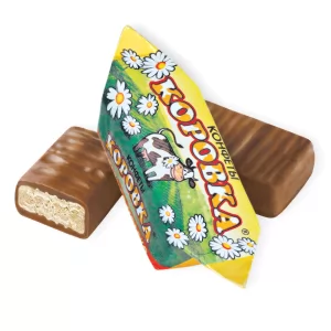 Chocolate Covered Waffle Candy Baked Milk Flavored, Korovka, Rot Front, 226 g/ 0.5 lb