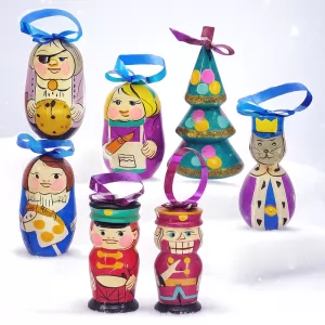 Christmas Tree Decoration No. 12 NUTCRACKER Set of 7 Wooden Toys