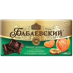 Dark Chocolate with Tangerine and Walnut, Babaevsky, 100g/ 0.22lb