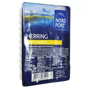Traditional Salted Herring Pieces-Fille with Onion, Nord Port, 150g/ 5.3oz
