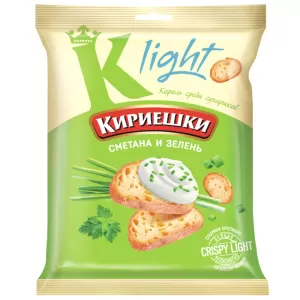 Crisp Wheat Croutons “Light Sour Cream With Herbs”, Kirieshki, 2.82 oz / 80 g