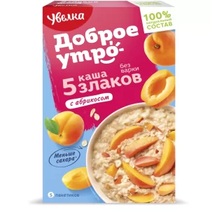 Instant Porridge 5 Grains & Apricot, Uvelka, 5 sachets x 40 g