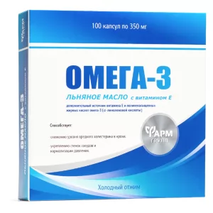 OMEGA-3 Flaxseed oil with Vitamin E, Farmgroup, 100 capsules of 350 mg