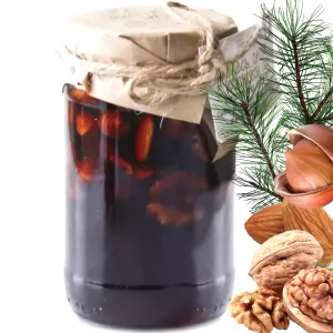 Assorted Nuts in Pine Syrup (Walnuts, Hazelnuts, Almonds), Taiga Cache, 420ml/ 14.2 fl oz