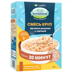 Grain Mix Chopped Oatmeal & Buckwheat, 20 Minutes of Cooking, Goodwill, 500g/ 17.64 oz