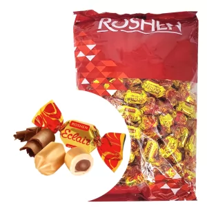 Soft Caramel Candy with Chocolate Filling Eclair, Roshen, 1kg/ 2.2lb