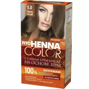 Cream Hair Dye Henna Color Tone 5.0 Dark-Light Brown, Fitocosmetic, 115 ml/ 3.89oz