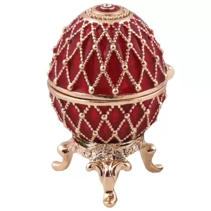 Mini Russian Style Easter Egg Trinket Box RED, 1.5