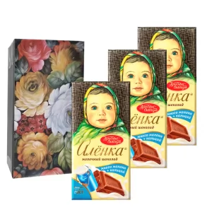 Alenka Chocolate Gift Set (3 Bars х 75г) in “Zhostovo” Gift Box