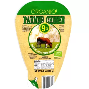 Latvian Organic Farmer Cheese 9% Fat, Zip, 250g/ 8.8 oz