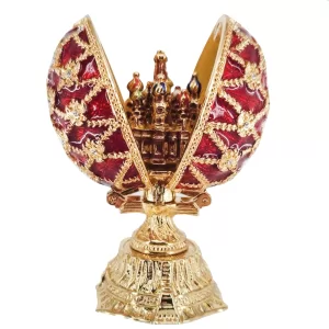 Russian Style Opening Egg with a Miniature of Saint Basil's Cathedral RED, 2.5
