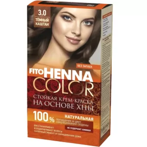 Cream Hair Dye Henna Color Tone 3.0 Dark Chestnut, Fitocosmetic, 115 ml/ 3.89oz