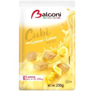 Crispy Waffles with Lemon Cream in Cubes, Cubì Lemon, BALCONY, 250g/ 0.55lb