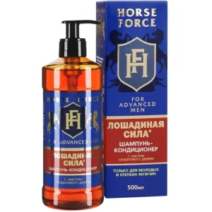 Shampoo+Conditioner with Sandalwood Oil for Men, Horse Force, 16.9 oz/ 500 ml