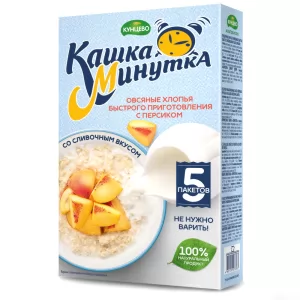 Oat Flake Creamy Porridge with Peach 5 Bags, Kashka-Minutka, 215 g/ 0.47lb