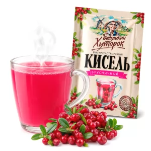 Instant Kissel Lingonberry (Individual Portion), Babushkin Khutorok, 1.06 oz / 30 g