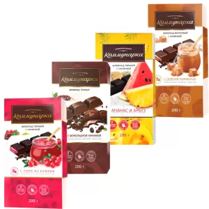 Belorussian Kommunarka Chocolate Bars Set of 4, 200g x 4
