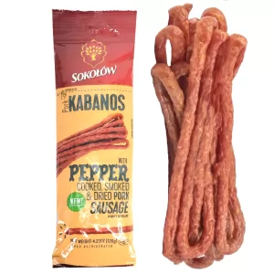 Smoked Sausages Kabanos Pork with Pepper, Sokolow, 4.23 oz