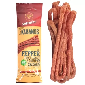 Smoked Sausages Kabanos Pork with Pepper, Sokolow, 120g/ 4.23oz