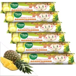 Pack 6 Pineapple-Flavored Ascorbic Acid, FarmGroup, 10 tab x 6