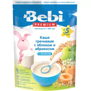 Baby Buckwheat Porridge with Apricot and Apple | 5+Months, Bebi Premium, 200g/ 0.44lb