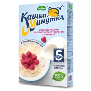 Oat Flake Creamy Porrige with Raspberry 5 Bags, Kashka-Minutka, 215 g/ 0.47lb