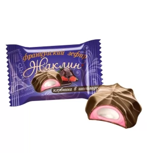 Candy French Chocolate Сovered Marshmallow Strawberries Flavor, Jacqueline, Slavyanka, 226 g/ 0.5 lb