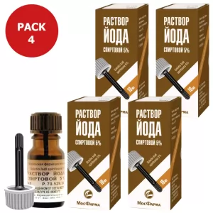 Pack 4 Iodine 5% with Spatula Lid, 10ml x 4