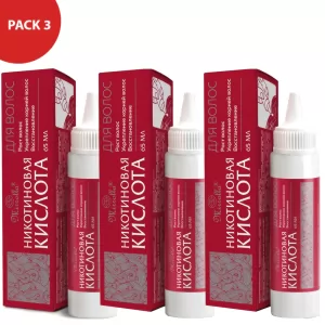 Pack 3 Nicotine Acid for Hair Strengthening & Rejuvenation Mirrolla 65ml x 3