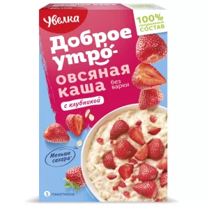 Instant Oatmeal Porridge with Strawberries, Uvelka, 5 sachets x 40 g
