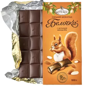 Dark Chocolate with Whole Almonds "Belochka", Krupskaya CF, 100g / 3.53 oz