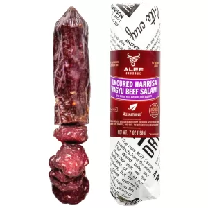 Uncured Beef Salami HARISSA with Chilli Peppers Blend, Alef, 7 oz