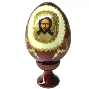 Russian Souvenir Wooden Egg Icon the Savior Holy Face | Mandylion #3, 3.5