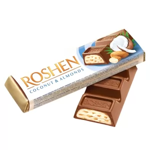 Milk Chocolate Bar with Coconut & Almond, Roshen, 38g/ 1.34oz