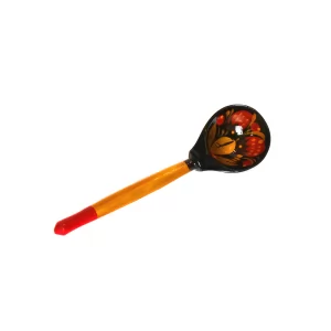 Wooden Small Spoon Khokhloma Black, Hand-Painted, 5.5 inches