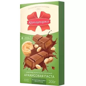 Milk Chocolate with Peanut Paste, Kommunarka, 200g/ 7.05 oz