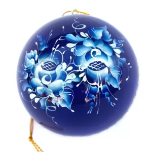 New Year Decoration Ball Painted Gzhel, 3