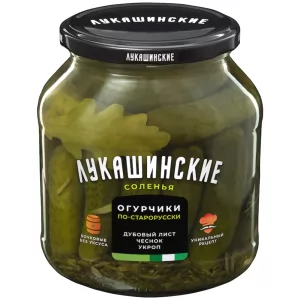 Pickled Cucumbers with Greens & Oak Leaf Old Russian Style, Lukashinskie, 670g/ 23.63oz